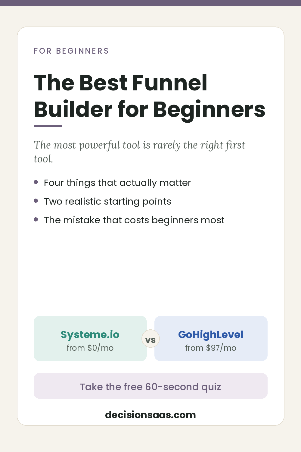 The Best Funnel Builder for Beginners — DecisionSaaS